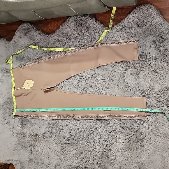 Khaki Leggings Rhinestones Sides Stripe. Size: Various - Picture 6 of 7